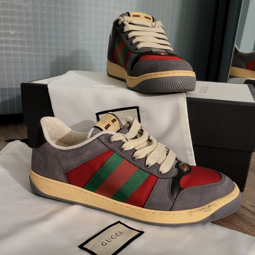 Gucci Men's Gray and Red Sneakers